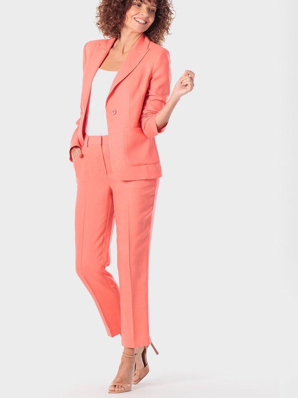 Liverpool Los Angeles Cantaloupe Coral Tailored Suit Set Blazer/Pants Size 4/2